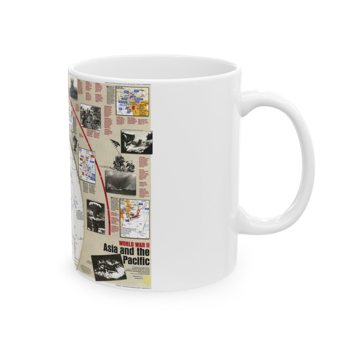 World War II- Asia and the Pacific (1991) (Map) White Coffee Mug-The Sticker Space