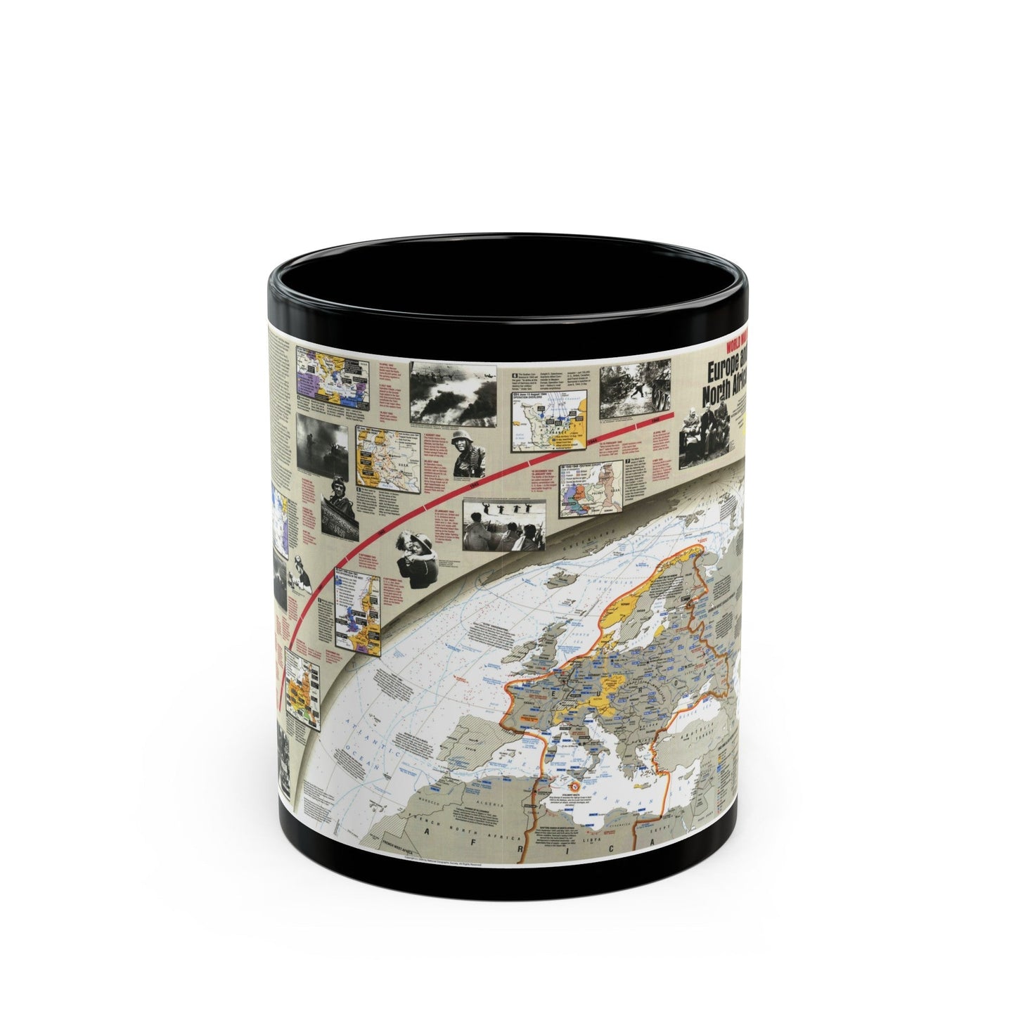 World War II- Europe and North Africa (1991) (Map) Black Coffee Mug-11oz-The Sticker Space