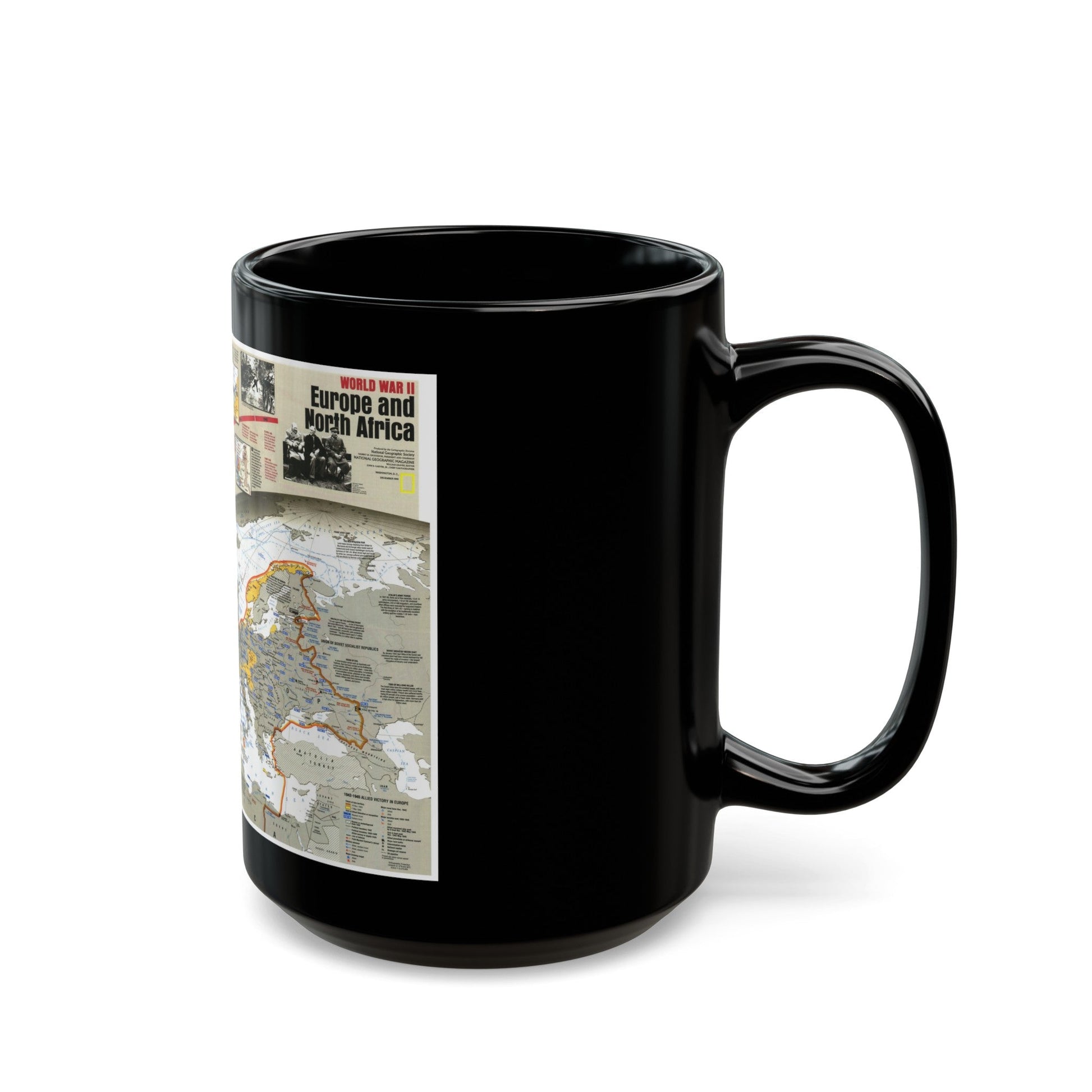 World War II- Europe and North Africa (1991) (Map) Black Coffee Mug-The Sticker Space