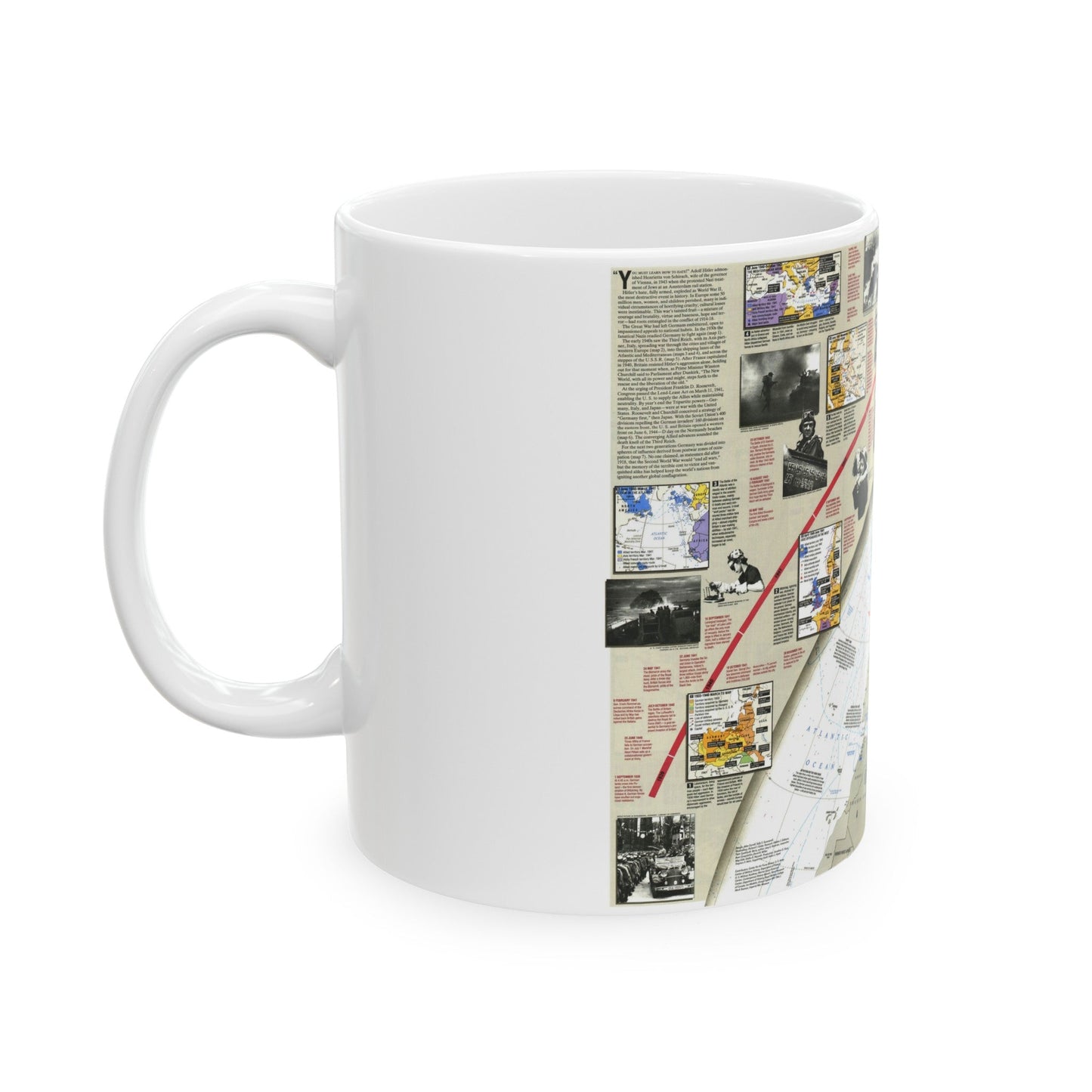 World War II- Europe and North Africa (1991) (Map) White Coffee Mug-The Sticker Space