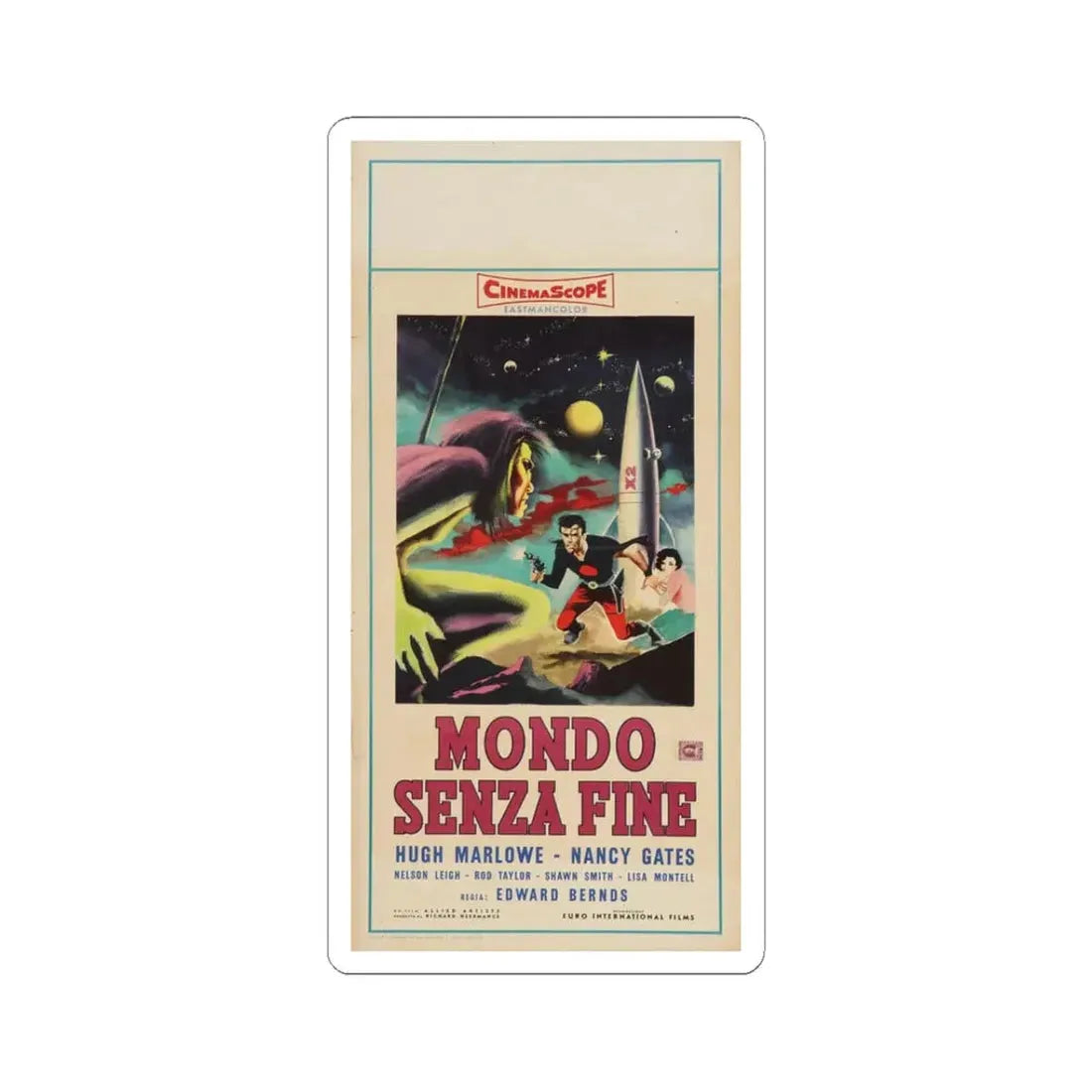 WORLD WITHOUT END (ITALIAN) 1956 Movie Poster - STICKER Vinyl Kiss-Cut Decal 3 Inch White - The Sticker Space