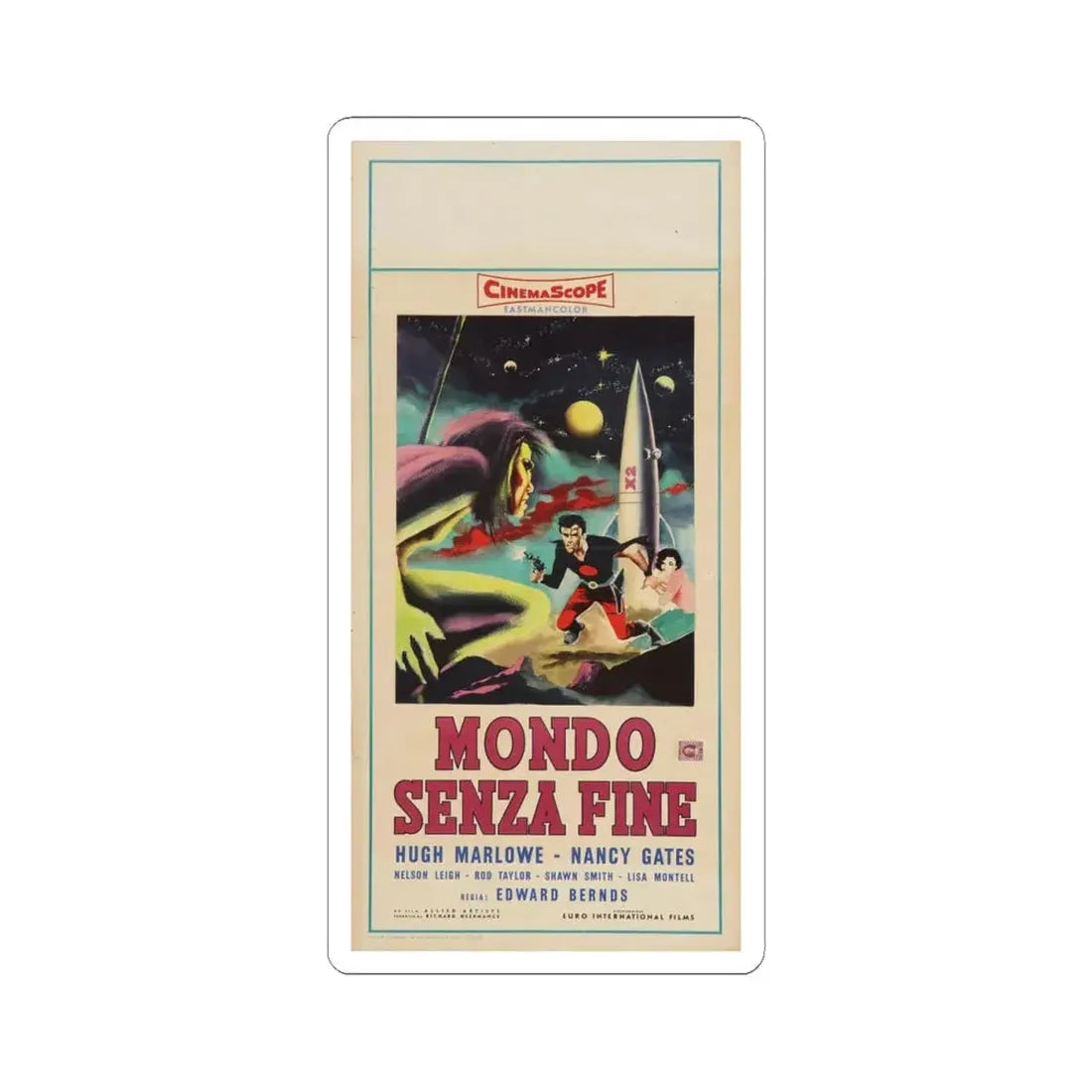 WORLD WITHOUT END (ITALIAN) 1956 Movie Poster - STICKER Vinyl Kiss-Cut Decal 4 Inch White - The Sticker Space