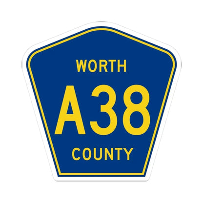 Worth County Route A38 IA (Iowa) (Road Sign) STICKER Vinyl Kiss-Cut Decal 3 Inch White - The Sticker Space