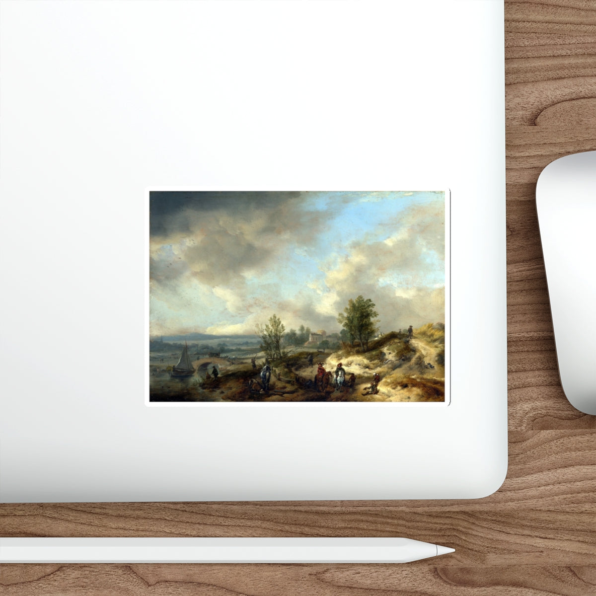 WOUWERMAN, Philips - A Dune Landscape with a River and Many Figures (Artwork) STICKER Vinyl Die-Cut Decal-The Sticker Space