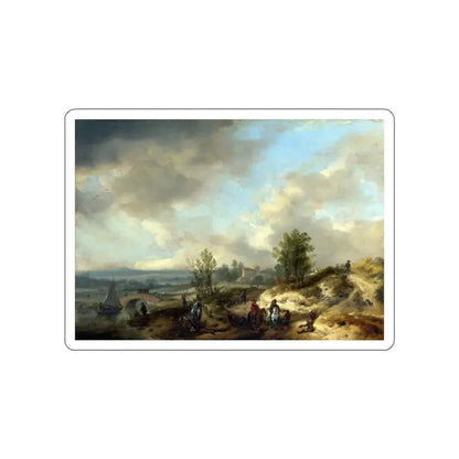 WOUWERMAN, Philips - A Dune Landscape with a River and Many Figures (Artwork) STICKER Vinyl Die-Cut Decal White Die-Cut 2 Inch - The Sticker Space
