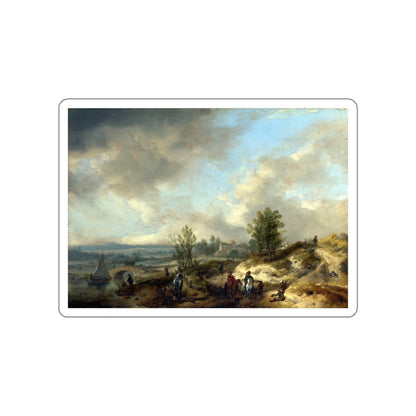 WOUWERMAN, Philips - A Dune Landscape with a River and Many Figures (Artwork) STICKER Vinyl Die-Cut Decal-White-The Sticker Space