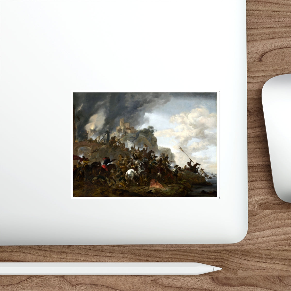 WOUWERMAN, Philips - Cavalry making a Sortie from a Fort on a Hill (Artwork) STICKER Vinyl Die-Cut Decal-The Sticker Space