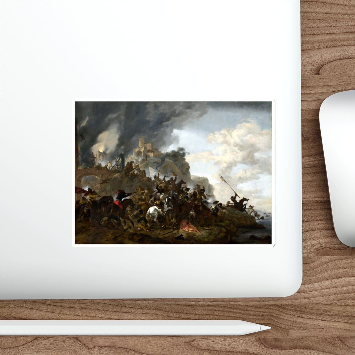 WOUWERMAN, Philips - Cavalry making a Sortie from a Fort on a Hill (Artwork) STICKER Vinyl Die-Cut Decal-The Sticker Space