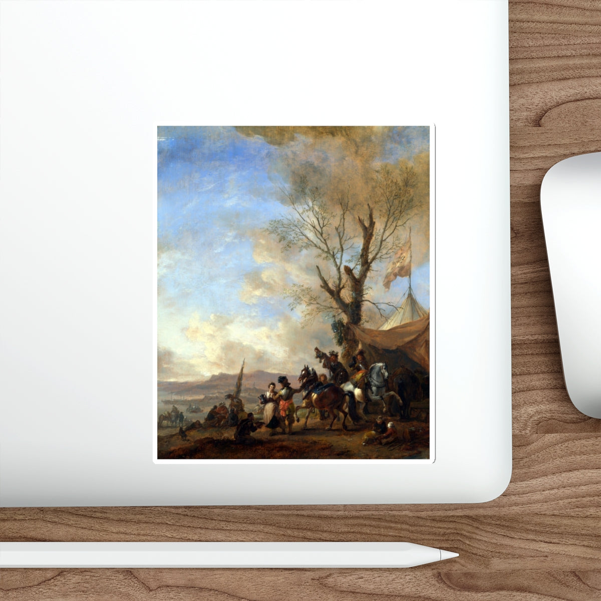 WOUWERMAN, Philips - Cavalrymen halted at a Sutler's Booth (Artwork) STICKER Vinyl Die-Cut Decal-The Sticker Space