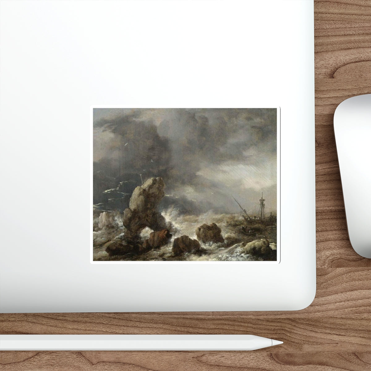 WOUWERMAN, Philips - Ships Foundering in Stormy Seas (Artwork) STICKER Vinyl Die-Cut Decal-The Sticker Space