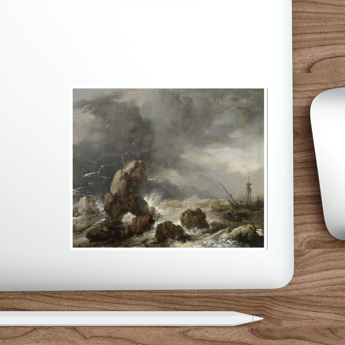 WOUWERMAN, Philips - Ships Foundering in Stormy Seas (Artwork) STICKER Vinyl Die-Cut Decal-The Sticker Space