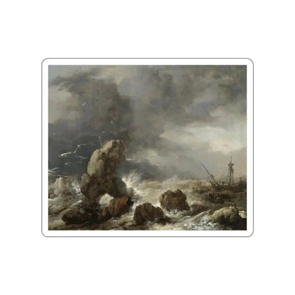 WOUWERMAN, Philips - Ships Foundering in Stormy Seas (Artwork) STICKER Vinyl Die-Cut Decal White Die-Cut 2 Inch - The Sticker Space