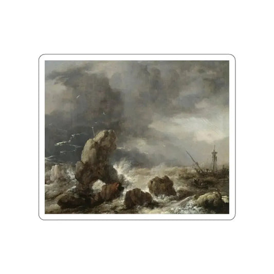 WOUWERMAN, Philips - Ships Foundering in Stormy Seas (Artwork) STICKER Vinyl Die-Cut Decal White Die-Cut 2 Inch - The Sticker Space