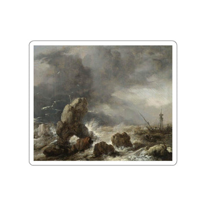 WOUWERMAN, Philips - Ships Foundering in Stormy Seas (Artwork) STICKER Vinyl Die-Cut Decal-White-The Sticker Space