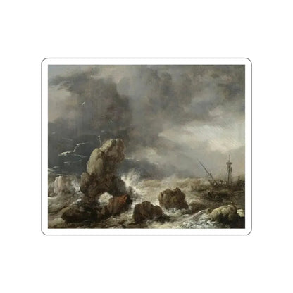 WOUWERMAN, Philips - Ships Foundering in Stormy Seas (Artwork) STICKER Vinyl Die-Cut Decal White Die-Cut 3 Inch - The Sticker Space