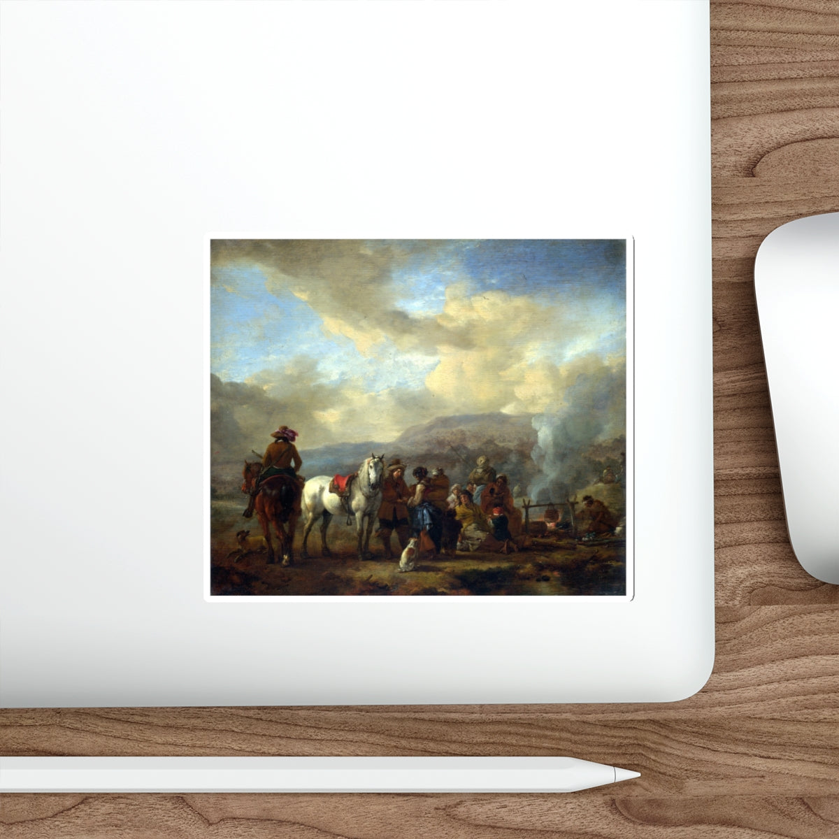 WOUWERMAN, Philips - Two Horsemen at a Gipsy Encampment (Artwork) STICKER Vinyl Die-Cut Decal-The Sticker Space