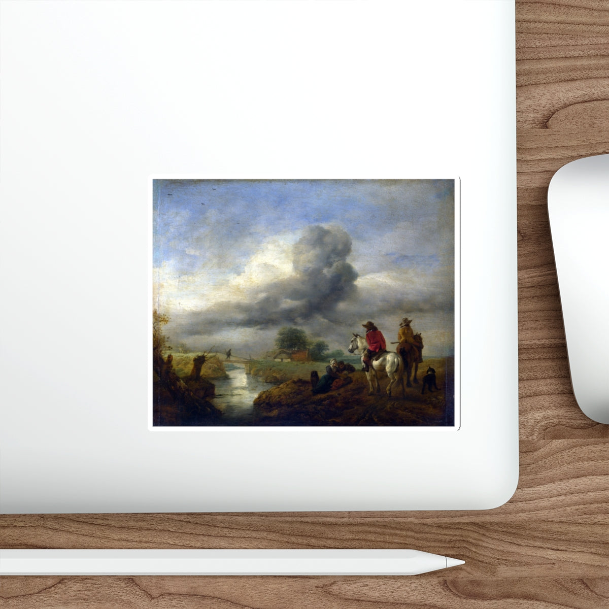 WOUWERMAN, Philips - Two Vedettes on the Watch by a Stream (Artwork) STICKER Vinyl Die-Cut Decal-The Sticker Space