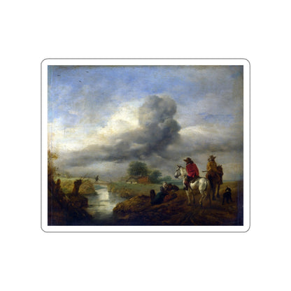 WOUWERMAN, Philips - Two Vedettes on the Watch by a Stream (Artwork) STICKER Vinyl Die-Cut Decal-White-The Sticker Space