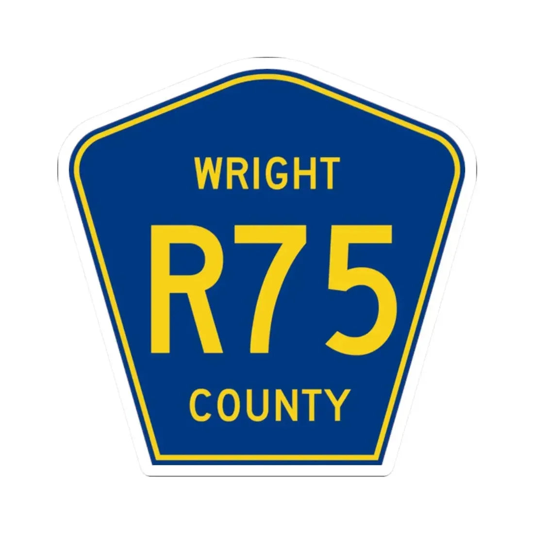 Wright County Route R75 IA (Iowa) (Road Sign) STICKER Vinyl Kiss-Cut Decal 2 Inch White - The Sticker Space