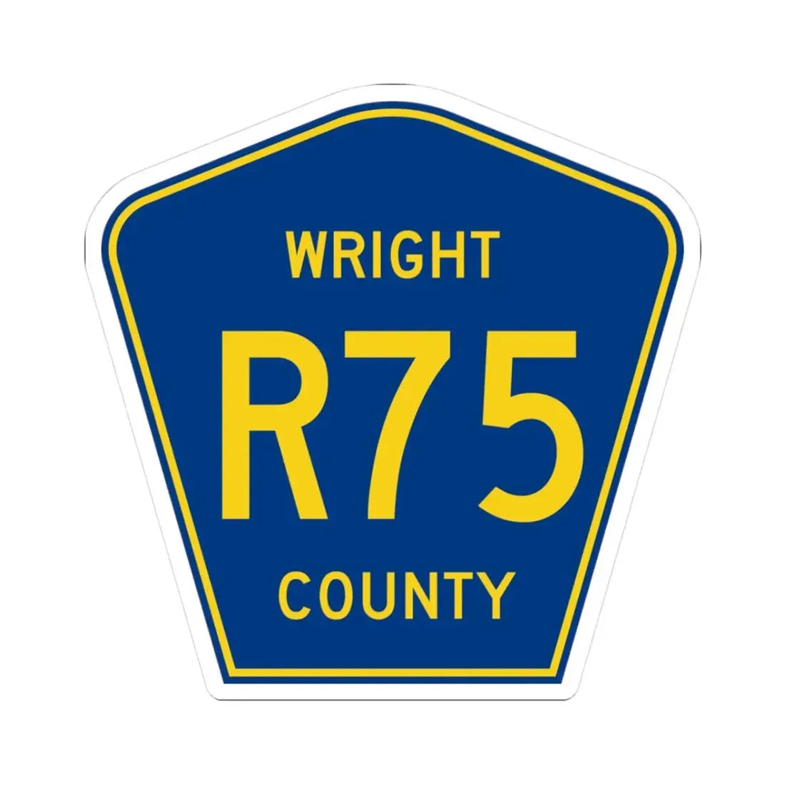 Wright County Route R75 IA (Iowa) (Road Sign) STICKER Vinyl Kiss-Cut Decal 3 Inch White - The Sticker Space