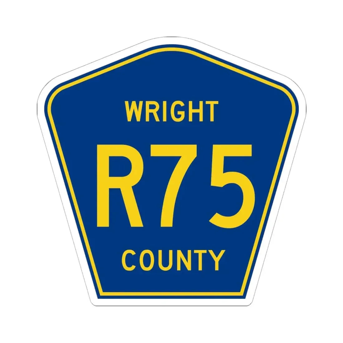 Wright County Route R75 IA (Iowa) (Road Sign) STICKER Vinyl Kiss-Cut Decal 6 Inch White - The Sticker Space