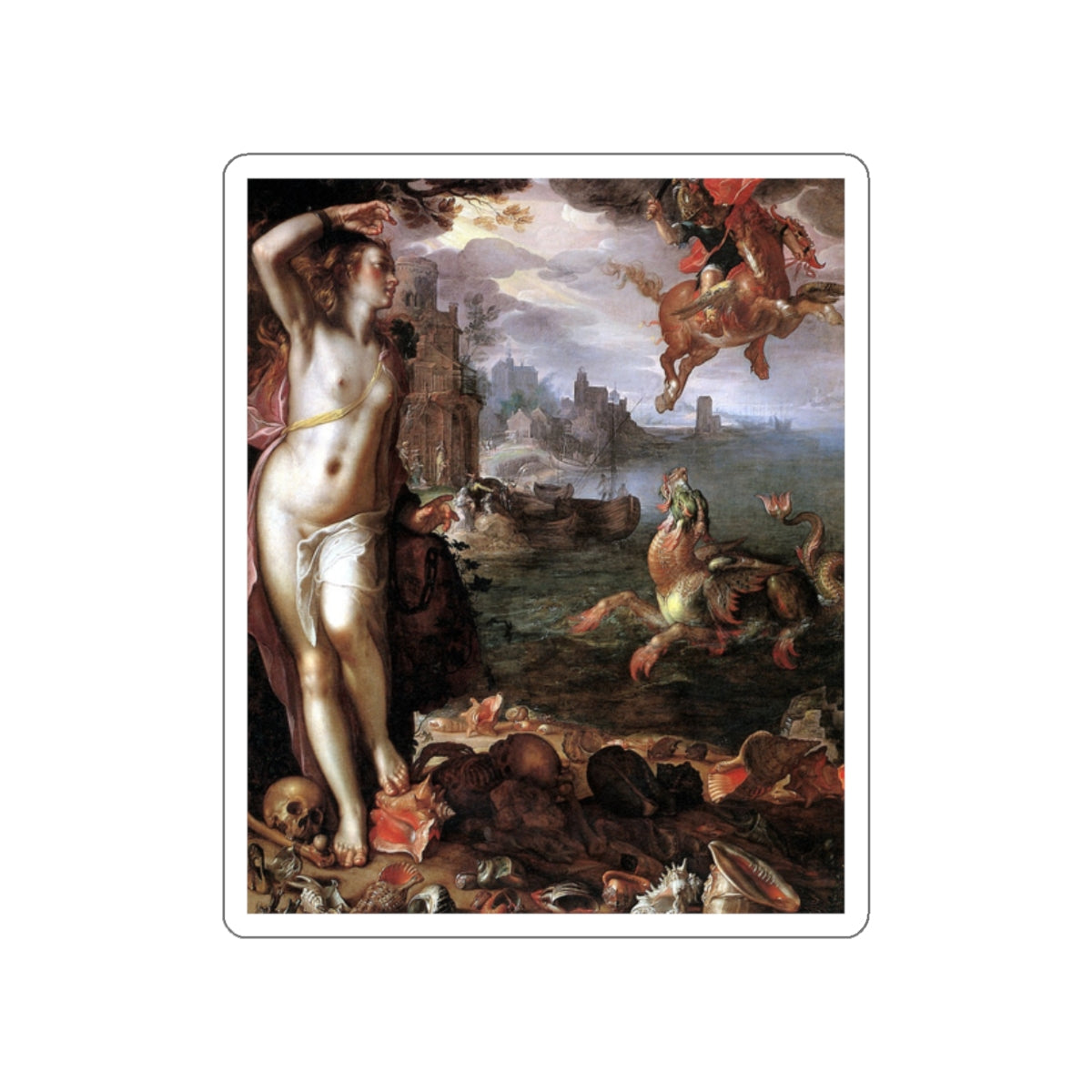 WTEWAEL, Joachim - Perseus and Andromeda (Artwork) STICKER Vinyl Die-Cut Decal-White-The Sticker Space