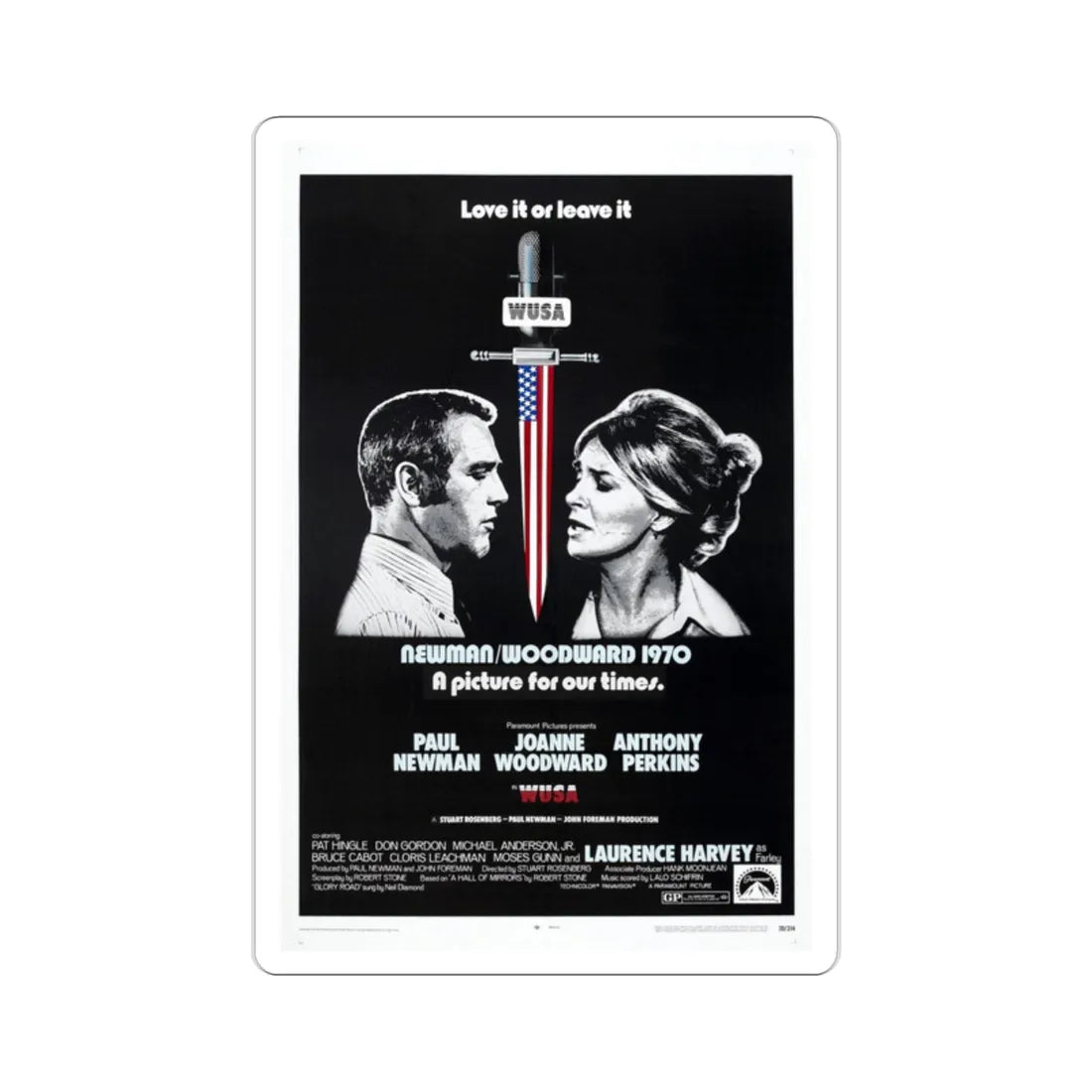 WUSA 1970 Movie Poster STICKER Vinyl Die-Cut Decal 2 Inch - The Sticker Space