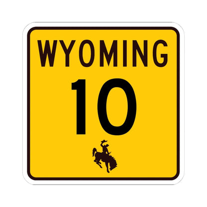 WY-10 (Wyoming) (Road Sign) STICKER Vinyl Kiss-Cut Decal 4 Inch White - The Sticker Space