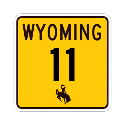 WY-11 (Wyoming) (Road Sign) STICKER Vinyl Kiss-Cut Decal 4 Inch White - The Sticker Space