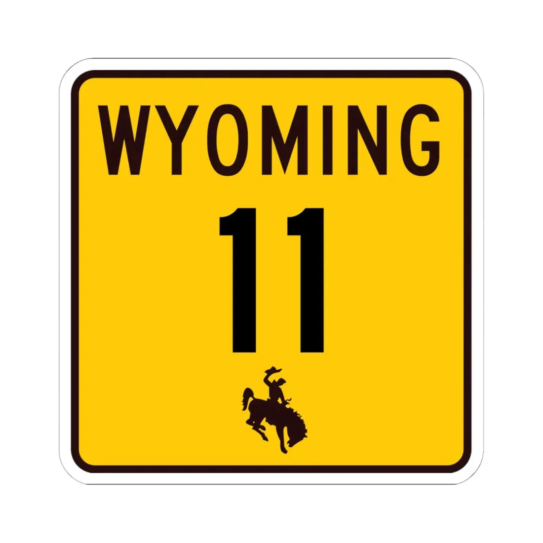 WY-11 (Wyoming) (Road Sign) STICKER Vinyl Kiss-Cut Decal 6 Inch White - The Sticker Space