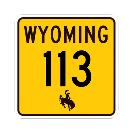 WY-113 (Wyoming) (Road Sign) STICKER Vinyl Kiss-Cut Decal 2 Inch White - The Sticker Space