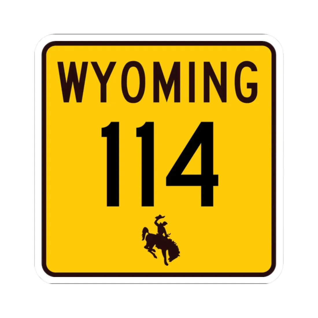 WY-114 (Wyoming) (Road Sign) STICKER Vinyl Kiss-Cut Decal 2 Inch White - The Sticker Space