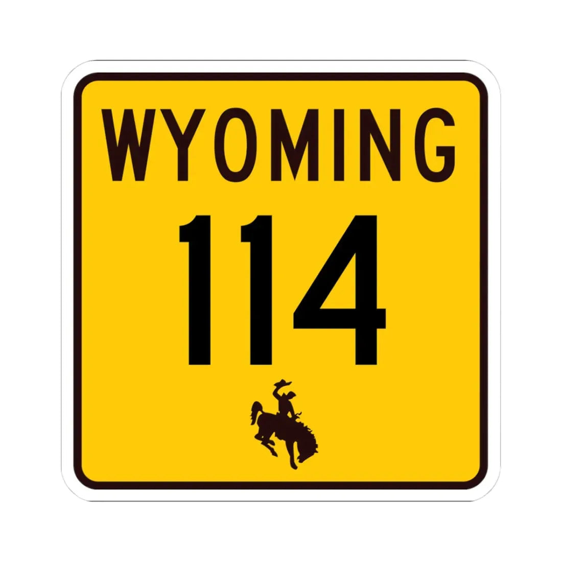 WY-114 (Wyoming) (Road Sign) STICKER Vinyl Kiss-Cut Decal 3 Inch White - The Sticker Space