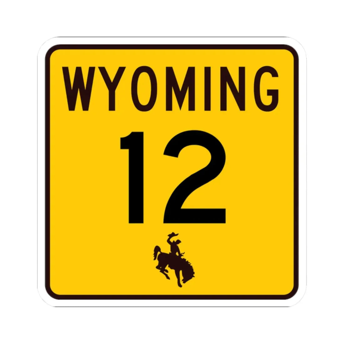 WY-12 (Wyoming) (Road Sign) STICKER Vinyl Kiss-Cut Decal 2 Inch White - The Sticker Space