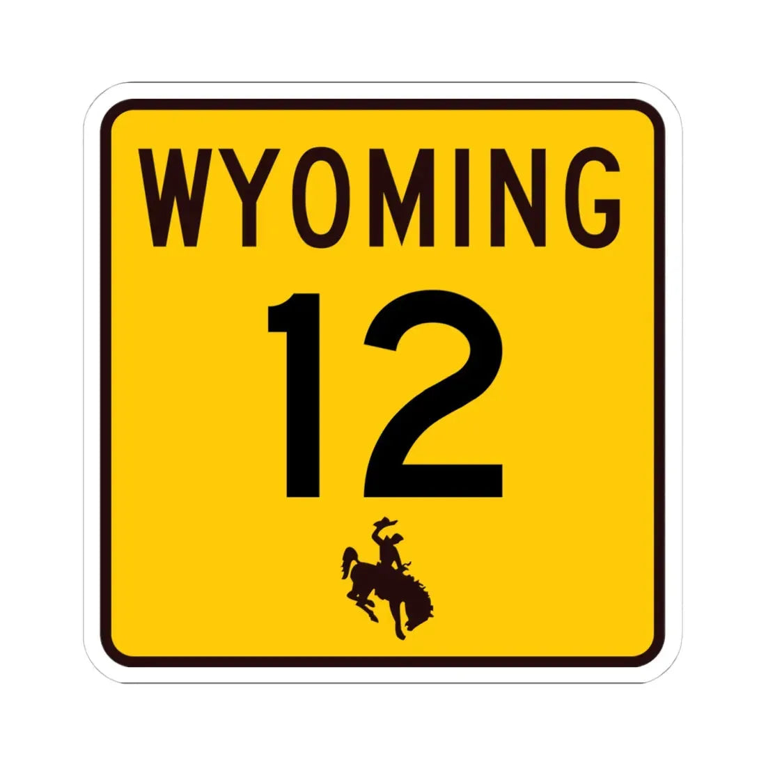 WY-12 (Wyoming) (Road Sign) STICKER Vinyl Kiss-Cut Decal 4 Inch White - The Sticker Space