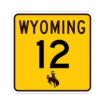 WY-12 (Wyoming) (Road Sign) STICKER Vinyl Kiss-Cut Decal 4 Inch White - The Sticker Space