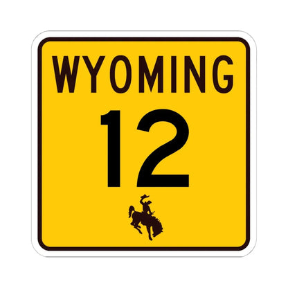 WY-12 (Wyoming) (Road Sign) STICKER Vinyl Kiss-Cut Decal 6 Inch White - The Sticker Space