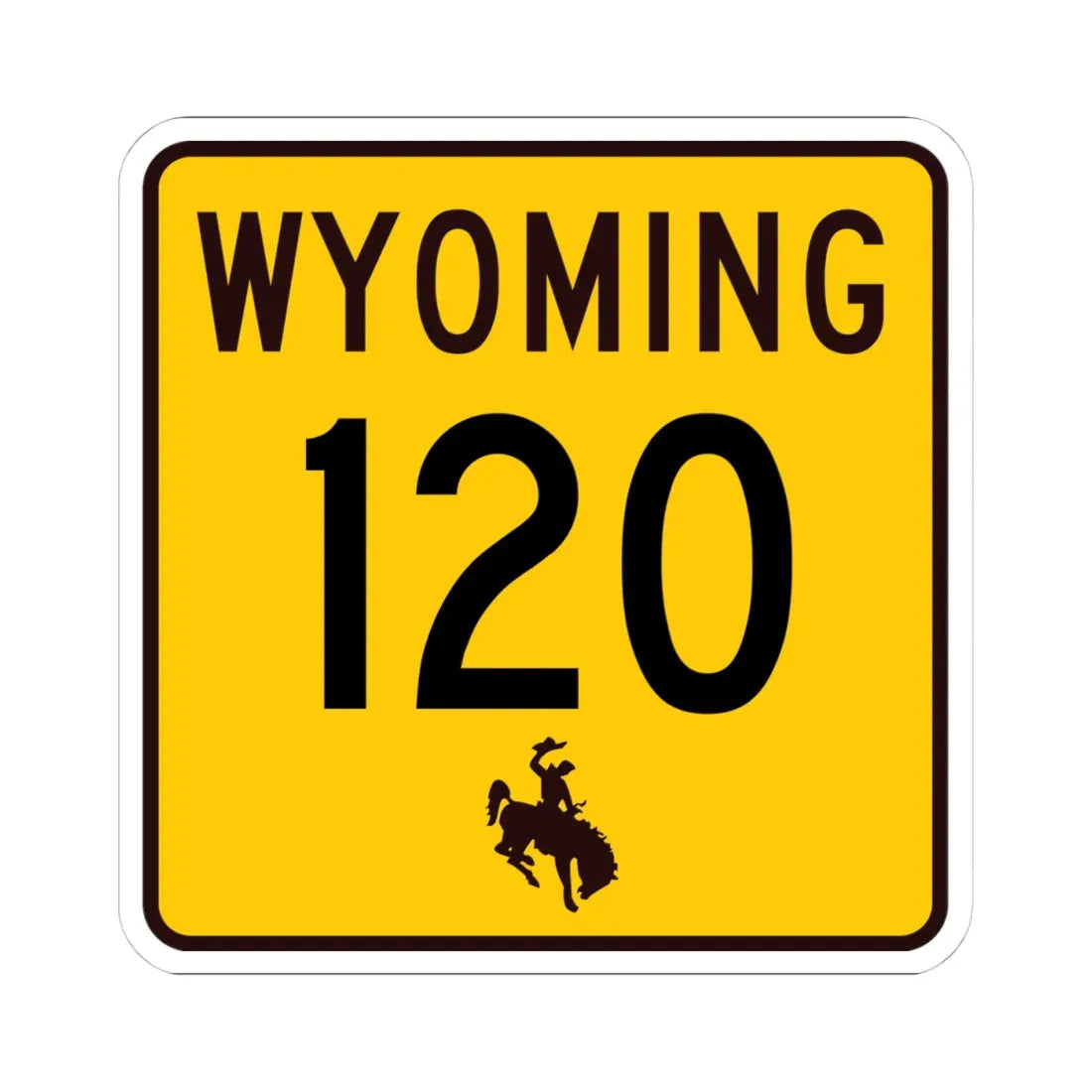 WY-120 (Wyoming) (Road Sign) STICKER Vinyl Kiss-Cut Decal 4 Inch White - The Sticker Space