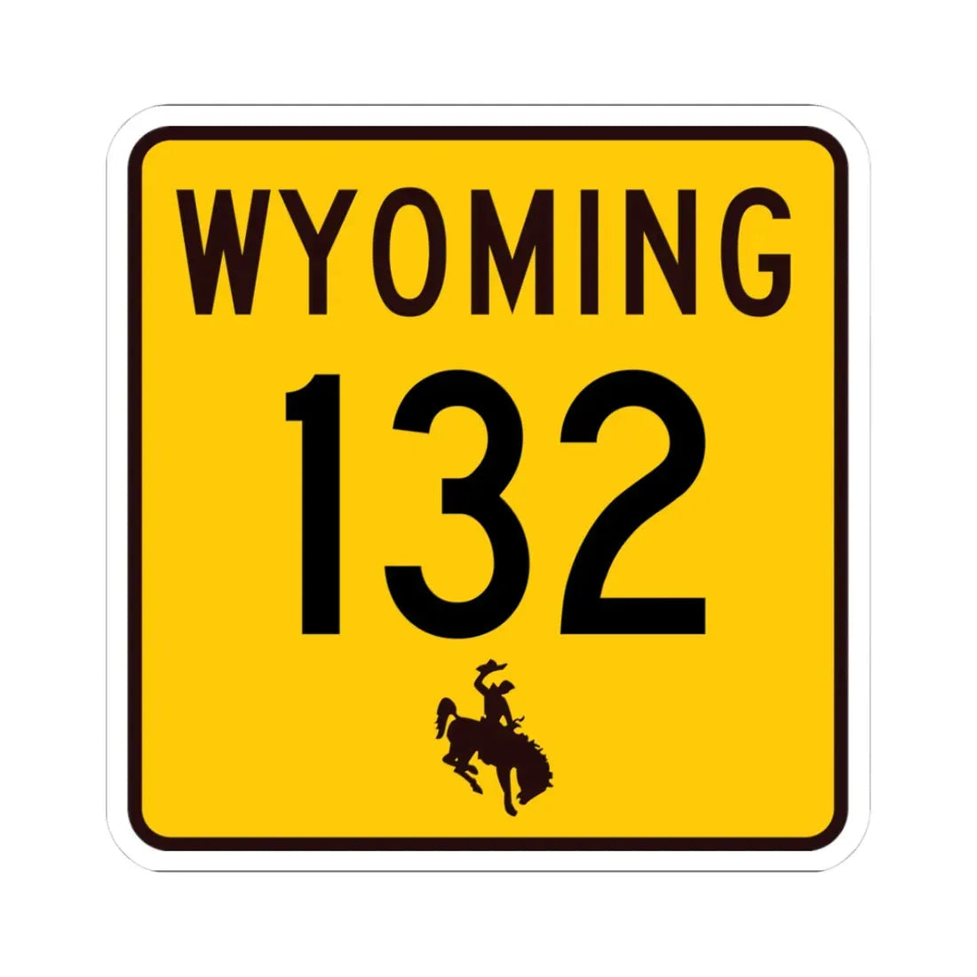 WY-132 (Wyoming) (Road Sign) STICKER Vinyl Kiss-Cut Decal 3 Inch White - The Sticker Space