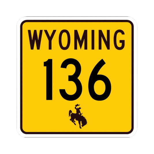 WY-136 (Wyoming) (Road Sign) STICKER Vinyl Kiss-Cut Decal 2 Inch White - The Sticker Space