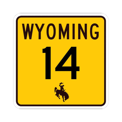 WY-14 (Wyoming) (Road Sign) STICKER Vinyl Kiss-Cut Decal 3 Inch White - The Sticker Space