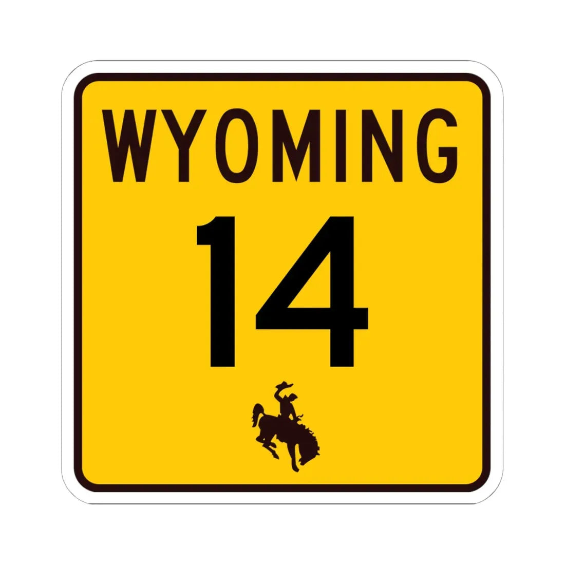 WY-14 (Wyoming) (Road Sign) STICKER Vinyl Kiss-Cut Decal 6 Inch White - The Sticker Space