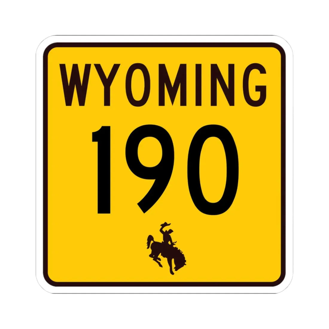 WY-190 (Wyoming) (Road Sign) STICKER Vinyl Kiss-Cut Decal 3 Inch White - The Sticker Space