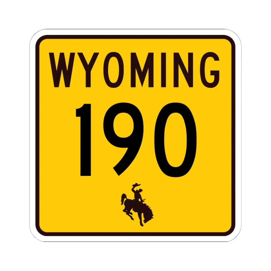 WY-190 (Wyoming) (Road Sign) STICKER Vinyl Kiss-Cut Decal 6 Inch White - The Sticker Space