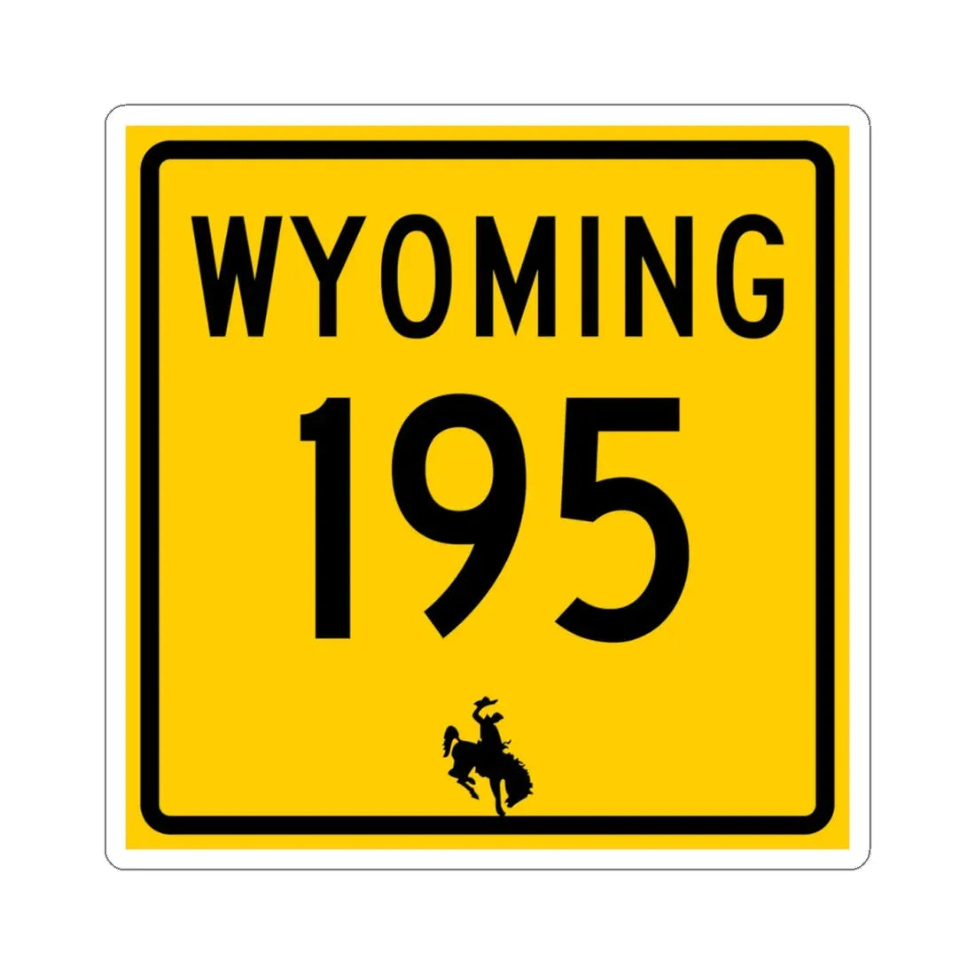 WY-195 (Wyoming) (Road Sign) STICKER Vinyl Kiss-Cut Decal 4 Inch White - The Sticker Space