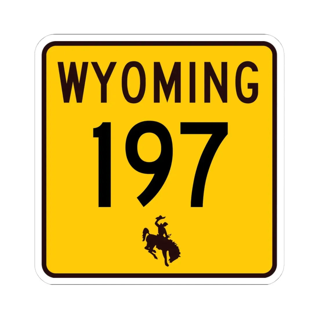 WY-197 (Wyoming) (Road Sign) STICKER Vinyl Kiss-Cut Decal 4 Inch White - The Sticker Space