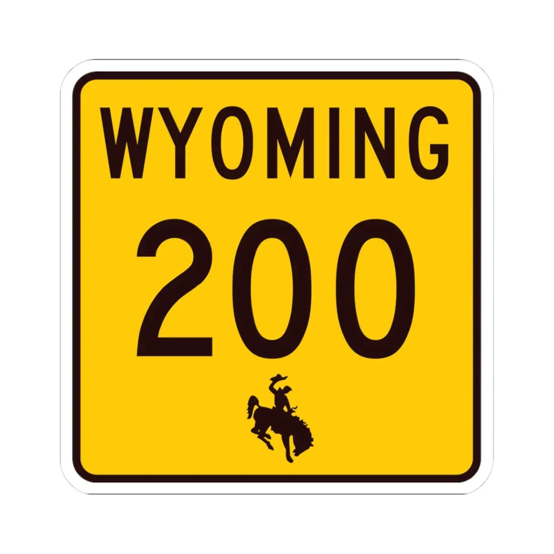 WY-200 (Wyoming) (Road Sign) STICKER Vinyl Kiss-Cut Decal 3 Inch White - The Sticker Space