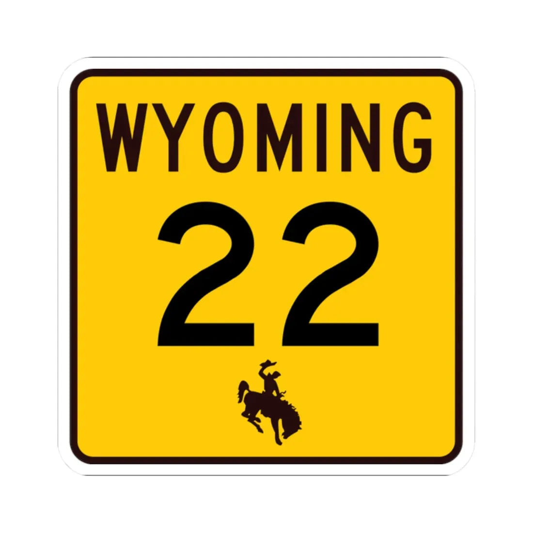 WY-22 (Wyoming) (Road Sign) STICKER Vinyl Kiss-Cut Decal 2 Inch White - The Sticker Space