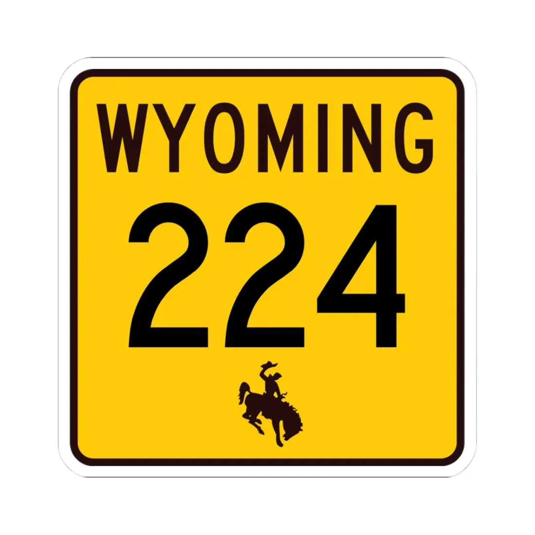 WY-224 (Wyoming) (Road Sign) STICKER Vinyl Kiss-Cut Decal 3 Inch White - The Sticker Space