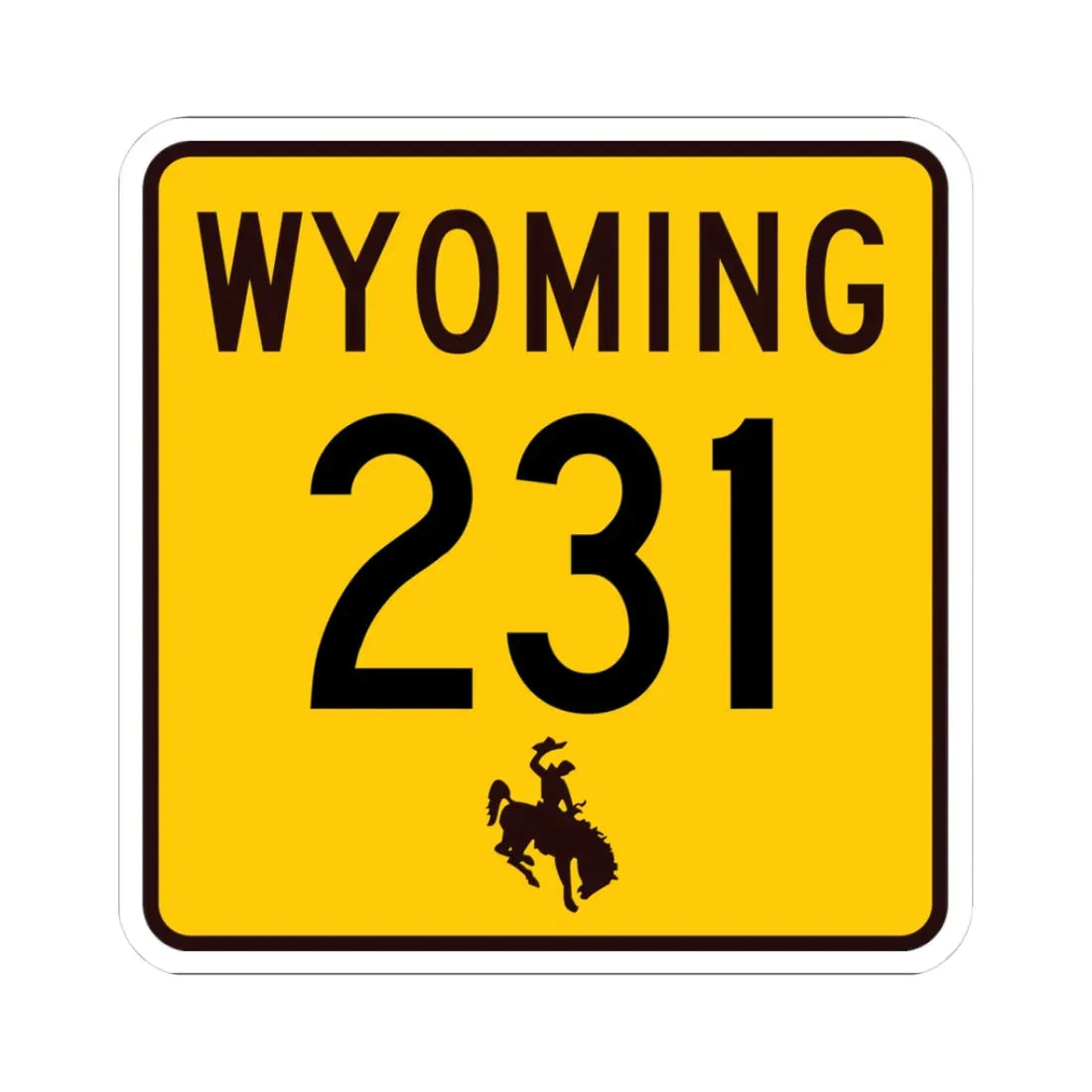WY-231 (Wyoming) (Road Sign) STICKER Vinyl Kiss-Cut Decal 3 Inch White - The Sticker Space